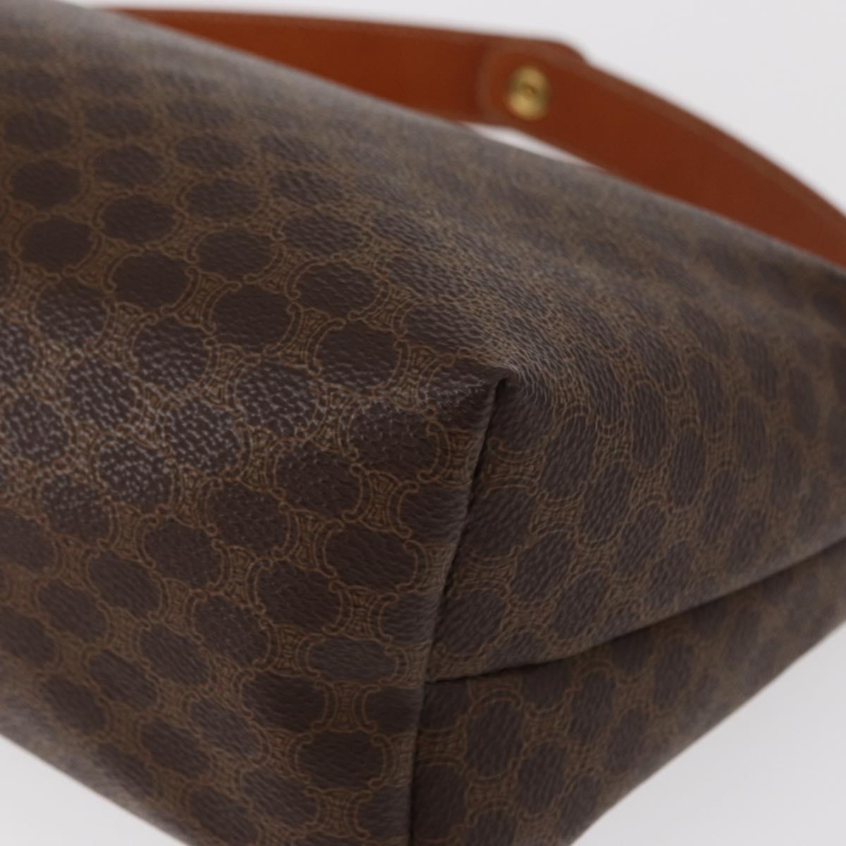 CELINE Macadam Canvas Hand Bag PVC Leather Brown Gold Auth yk19506V