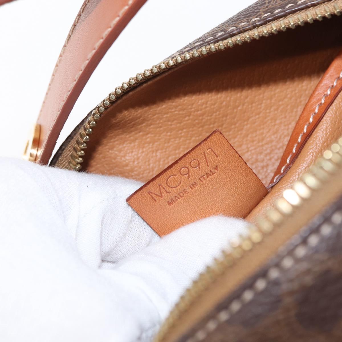 CELINE Macadam Canvas Hand Bag PVC Leather Brown Gold Auth yk19506V