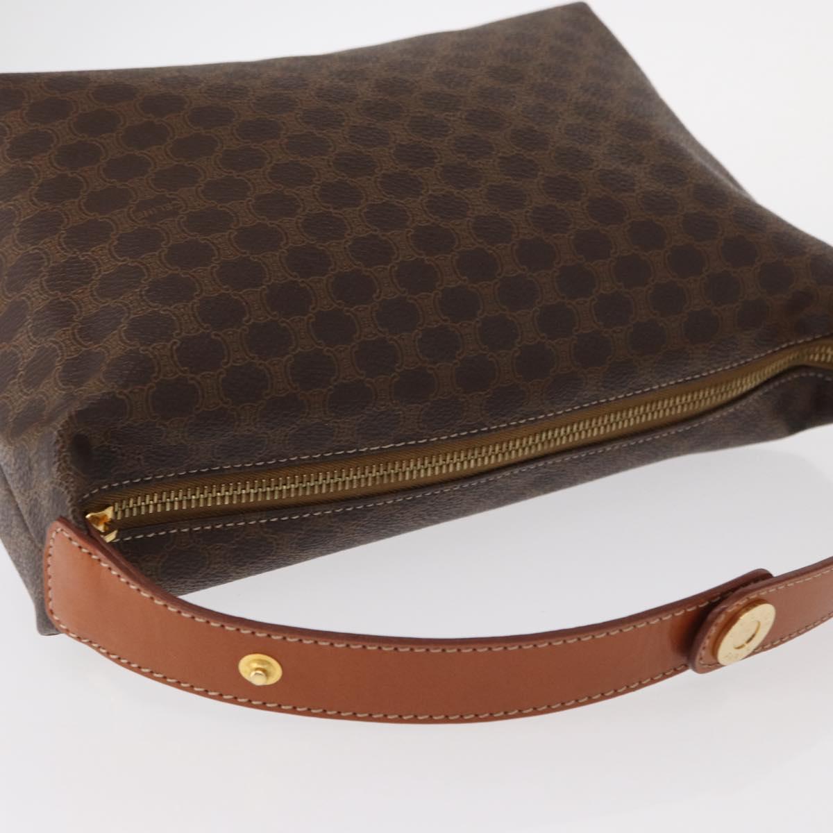 CELINE Macadam Canvas Hand Bag PVC Leather Brown Gold Auth yk19506V