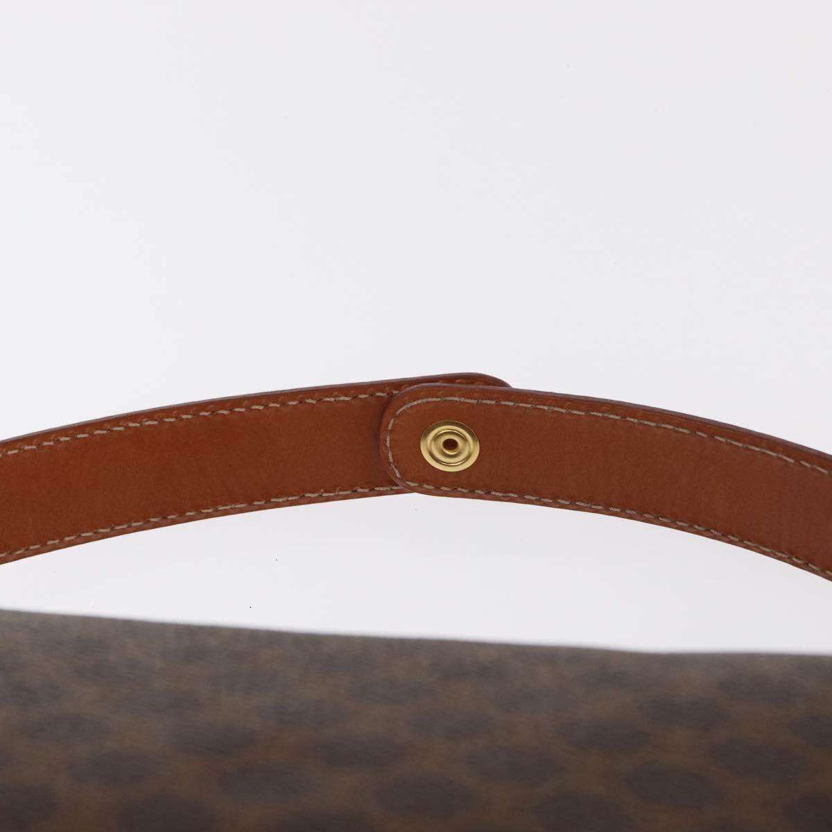 CELINE Macadam Canvas Hand Bag PVC Leather Brown Gold Auth yk19506V