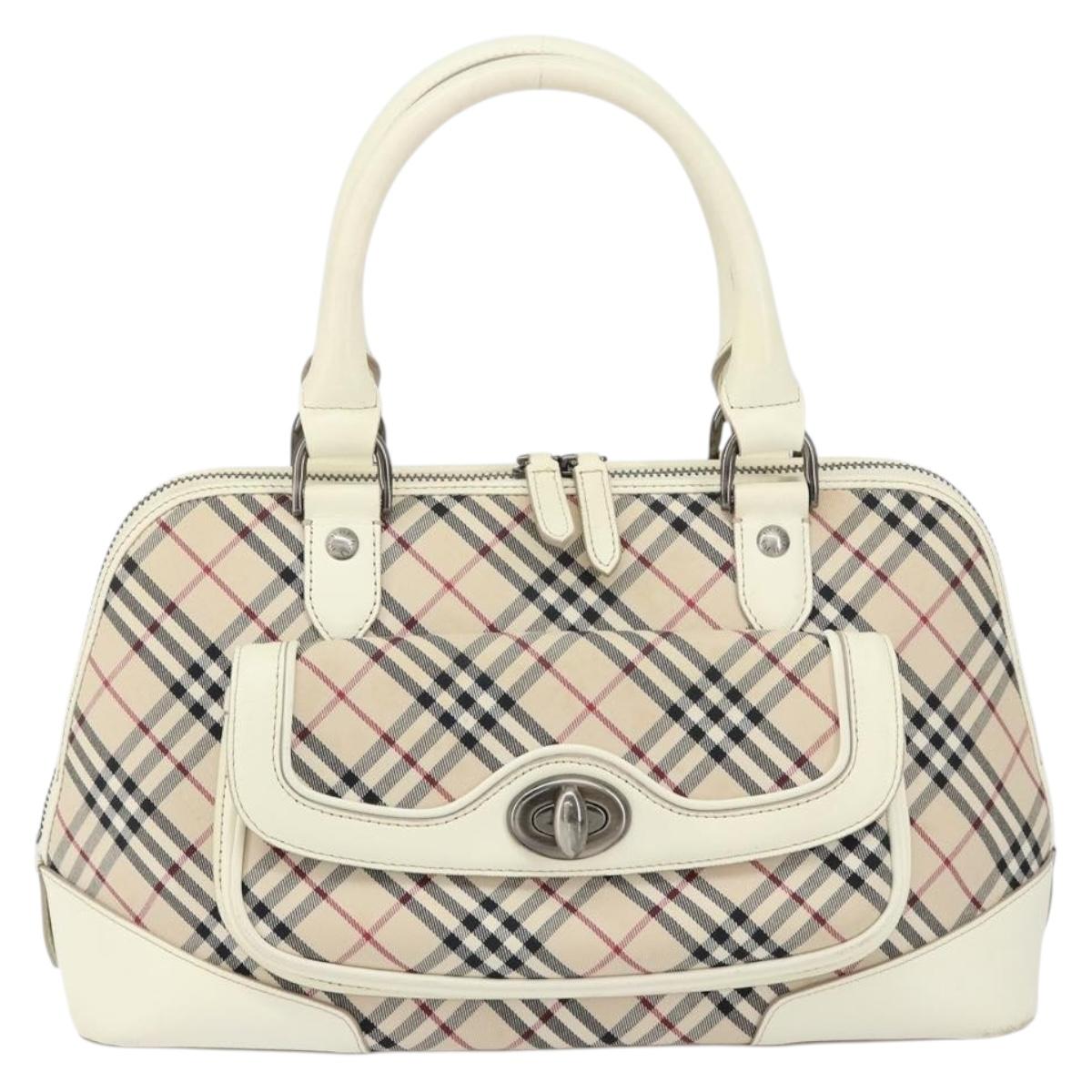 BURBERRY Nova Check Hand Bag Canvas Beige Auth yk19515