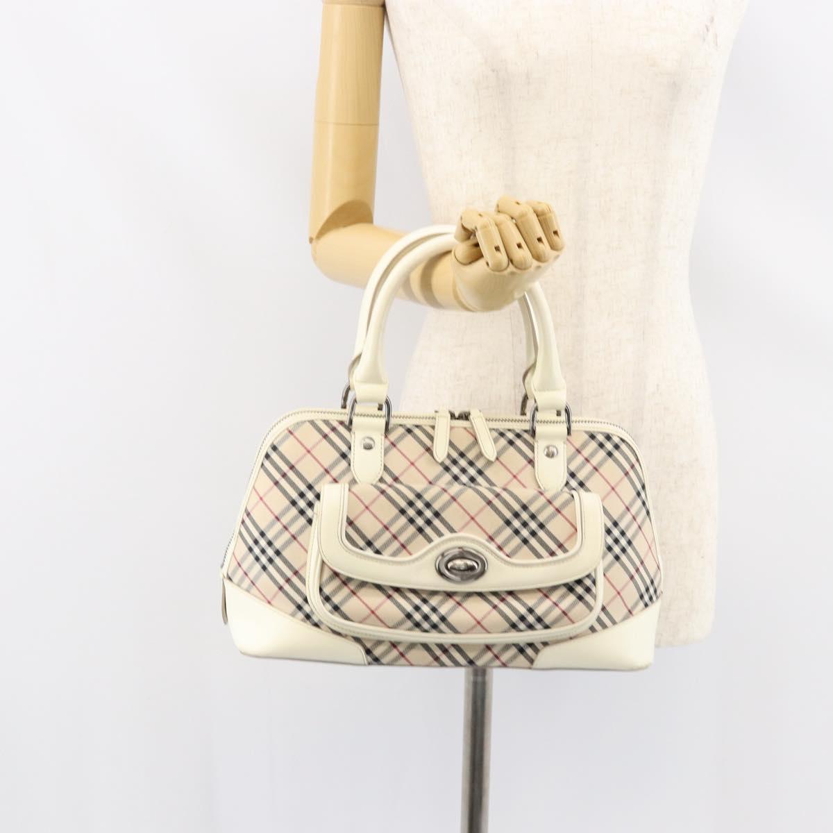 BURBERRY Nova Check Hand Bag Canvas Beige Auth yk19515