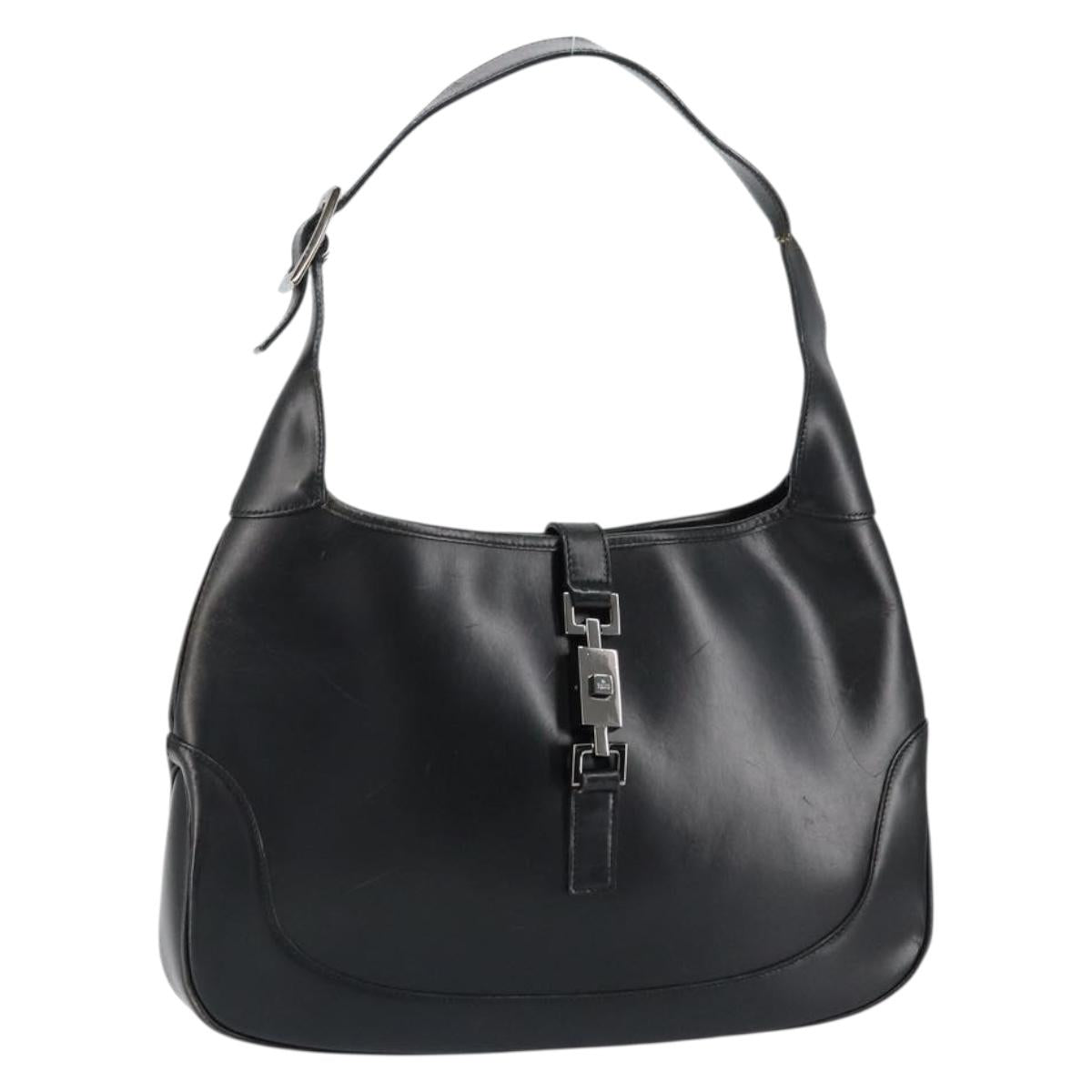 GUCCI Jackie Shoulder Bag Leather Black Silver 001 3306 Auth yk19516