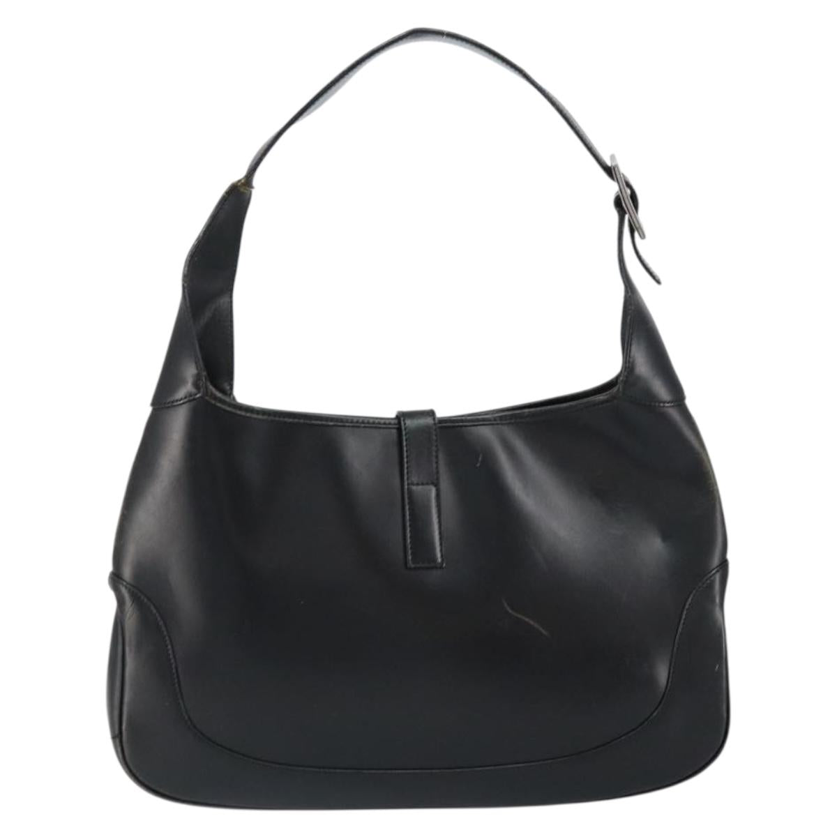 GUCCI Jackie Shoulder Bag Leather Black Silver 001 3306 Auth yk19516