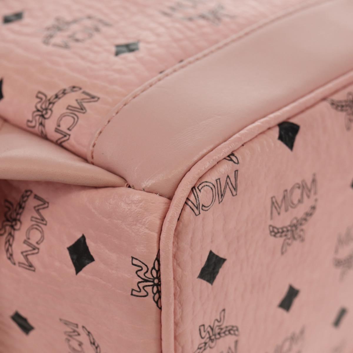MCM Vicetos Logogram Backpack PVC Leather Pink Gold Auth yk19517A