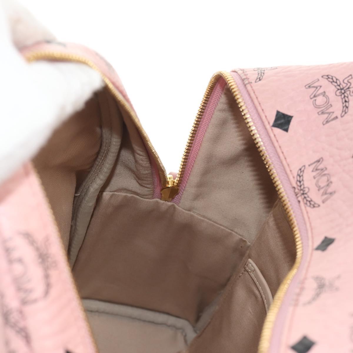 MCM Vicetos Logogram Backpack PVC Leather Pink Gold Auth yk19517A