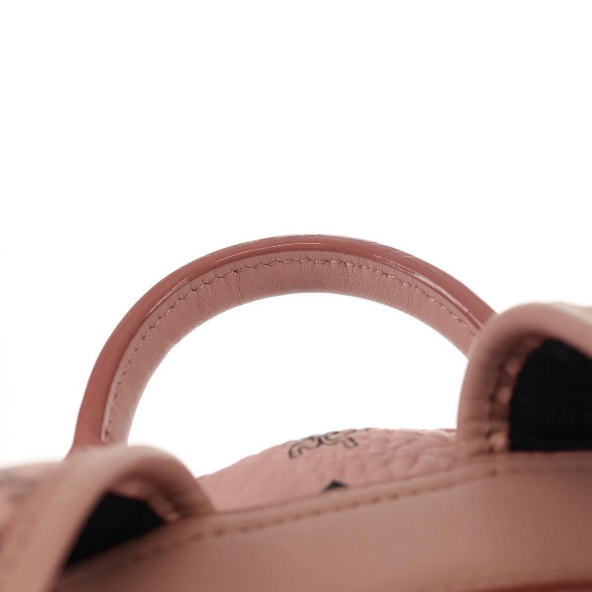 MCM Vicetos Logogram Backpack PVC Leather Pink Gold Auth yk19517A