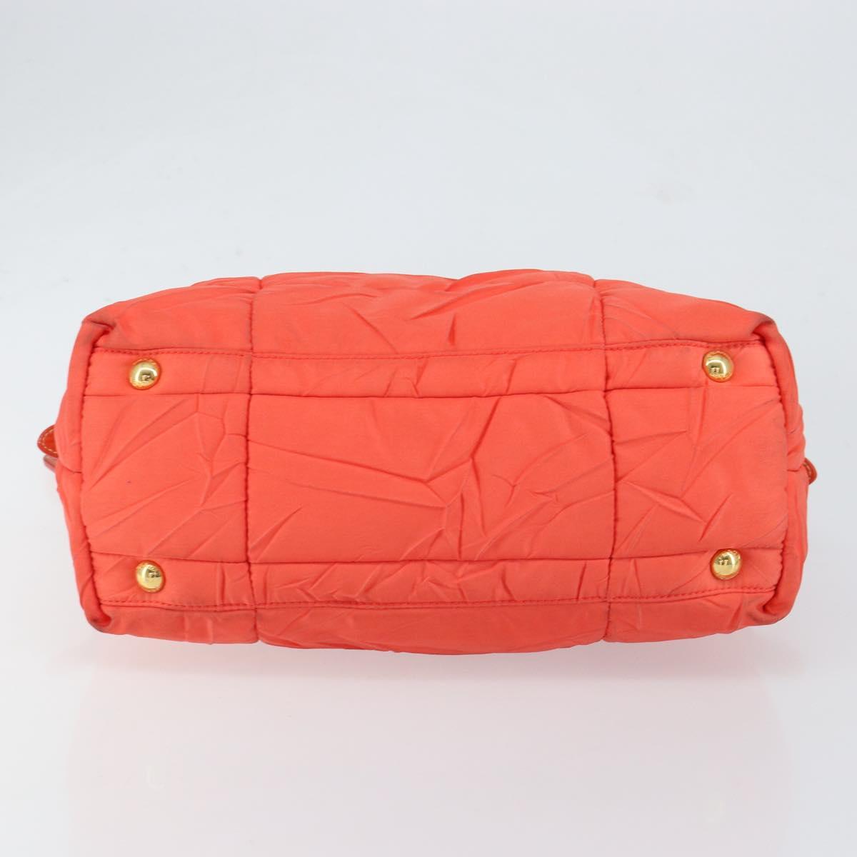 PRADA Shoulder Bag Nylon Orange Gold Auth yk19518
