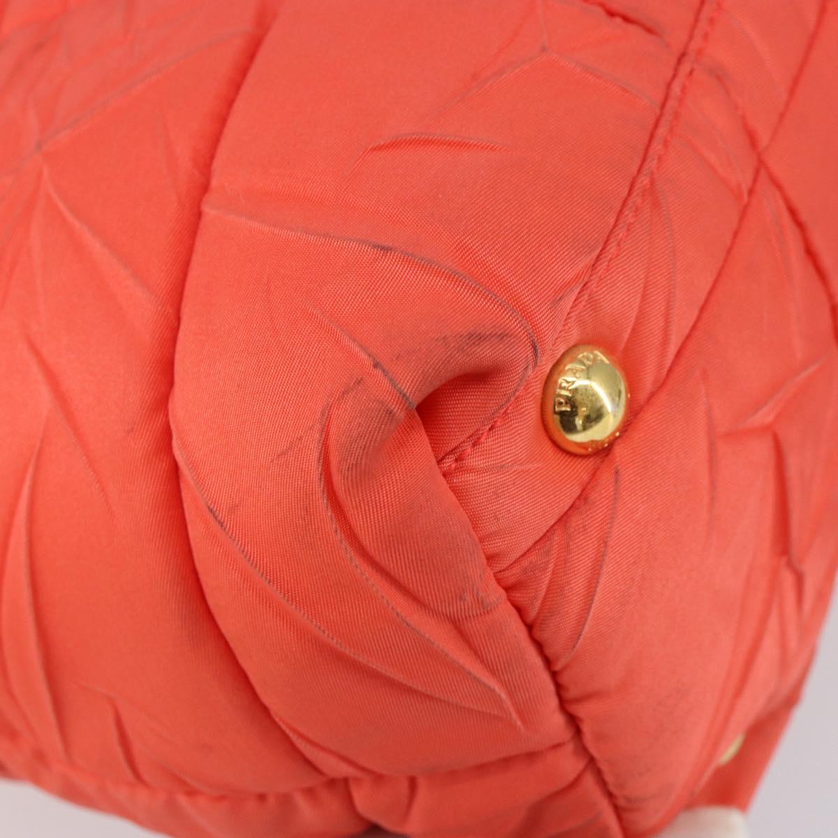 PRADA Shoulder Bag Nylon Orange Gold Auth yk19518