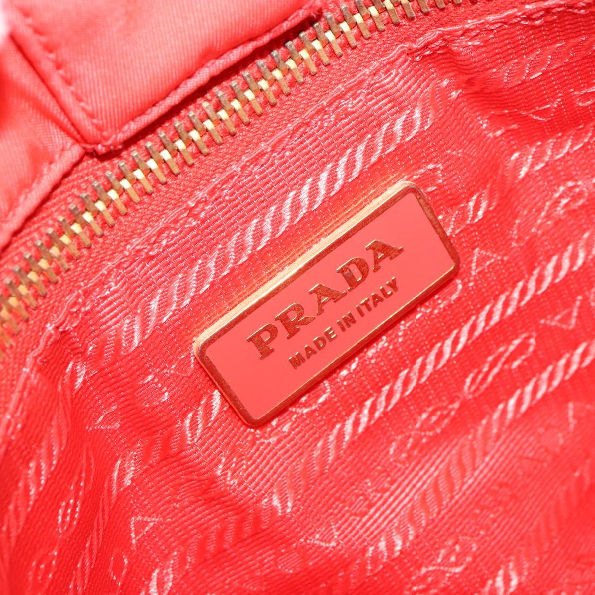 PRADA Shoulder Bag Nylon Orange Gold Auth yk19518