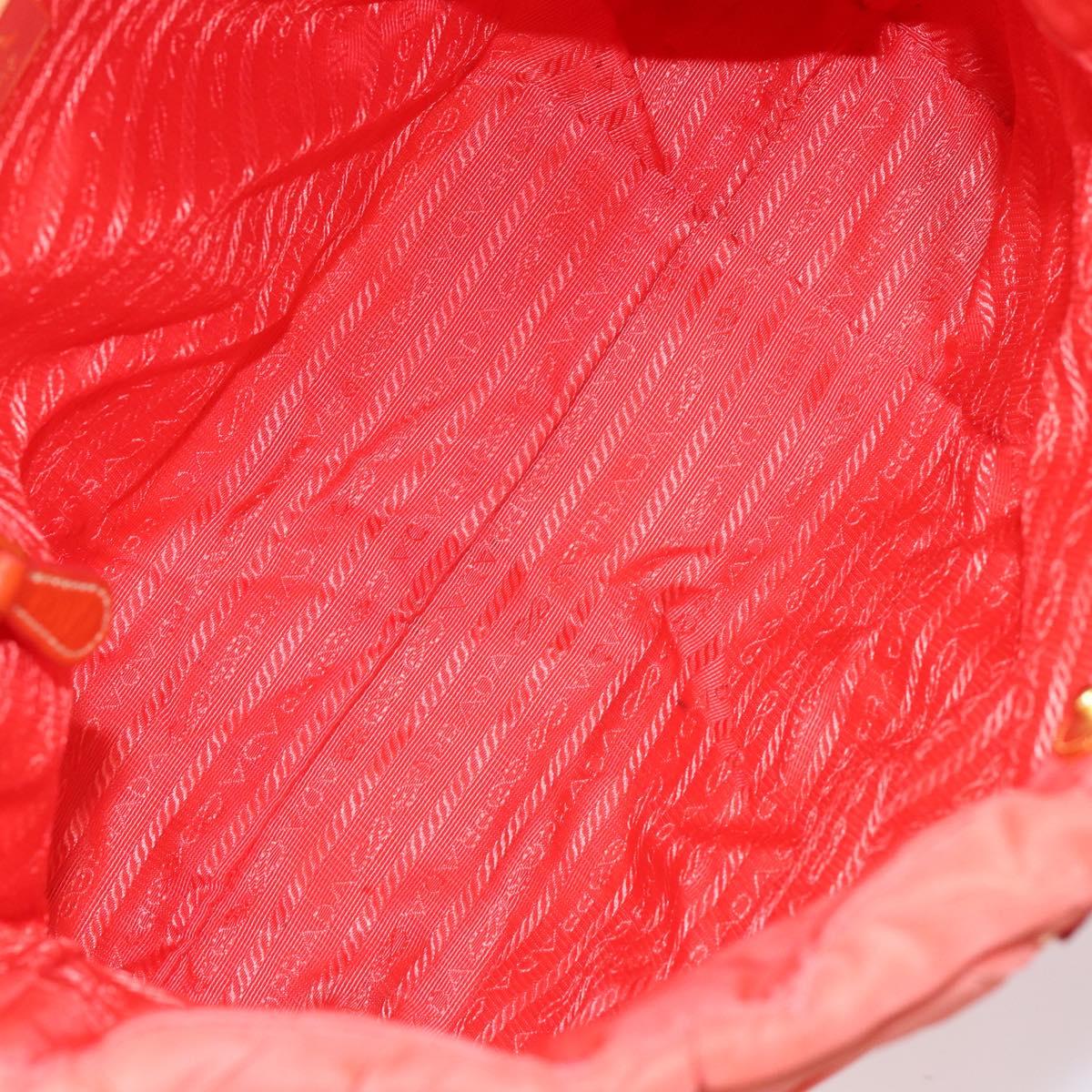 PRADA Shoulder Bag Nylon Orange Gold Auth yk19518