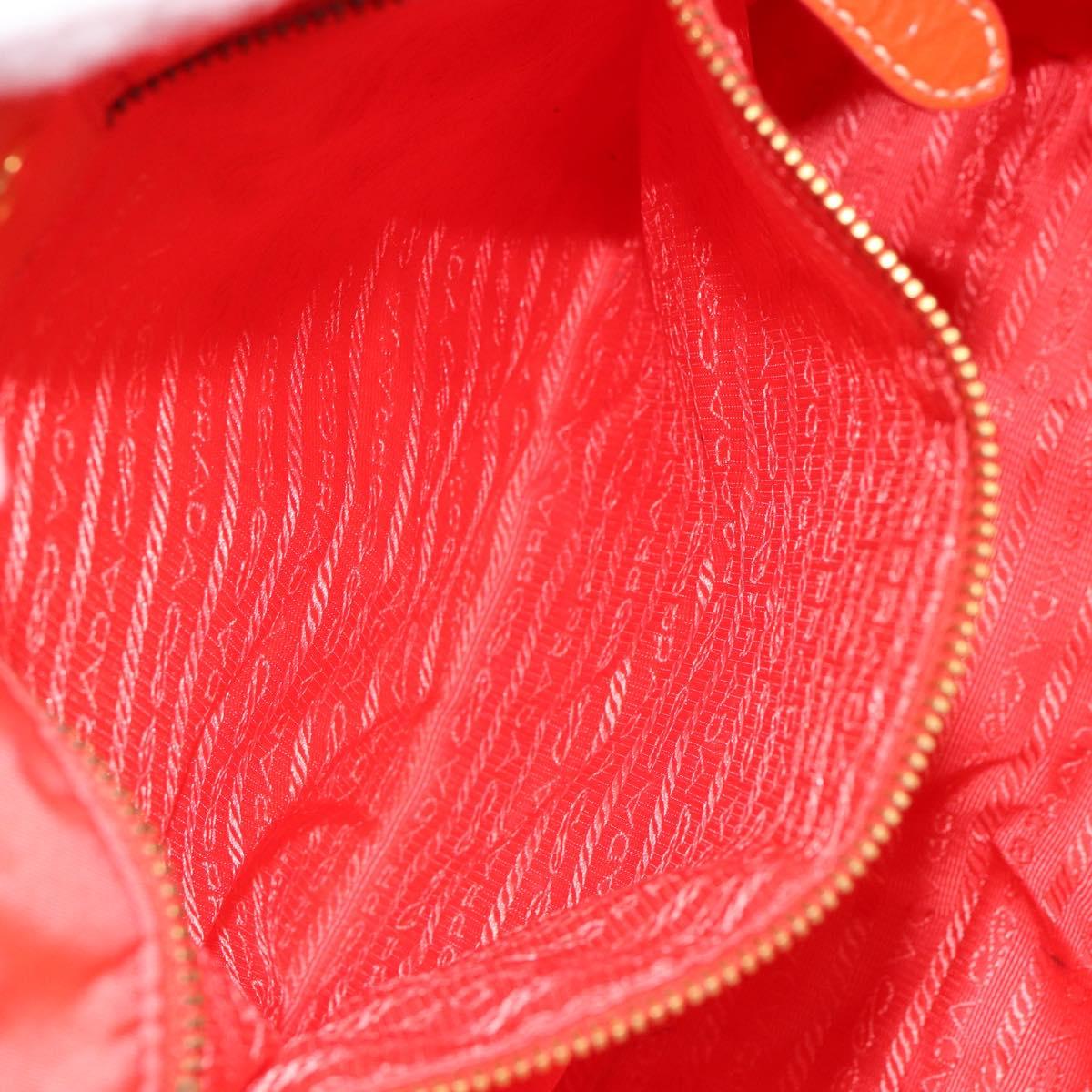 PRADA Shoulder Bag Nylon Orange Gold Auth yk19518