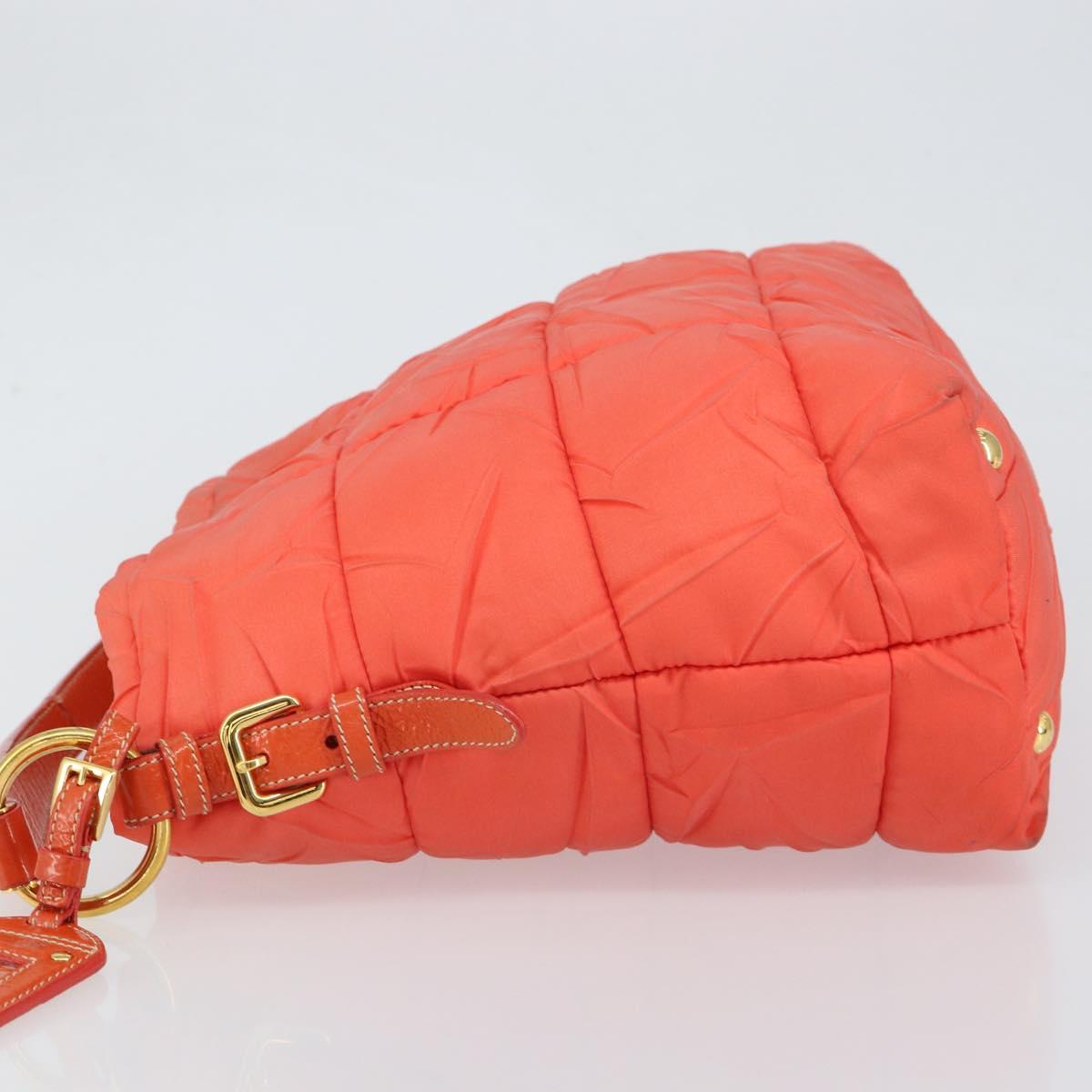 PRADA Shoulder Bag Nylon Orange Gold Auth yk19518