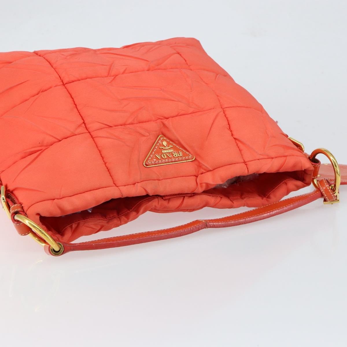PRADA Shoulder Bag Nylon Orange Gold Auth yk19518