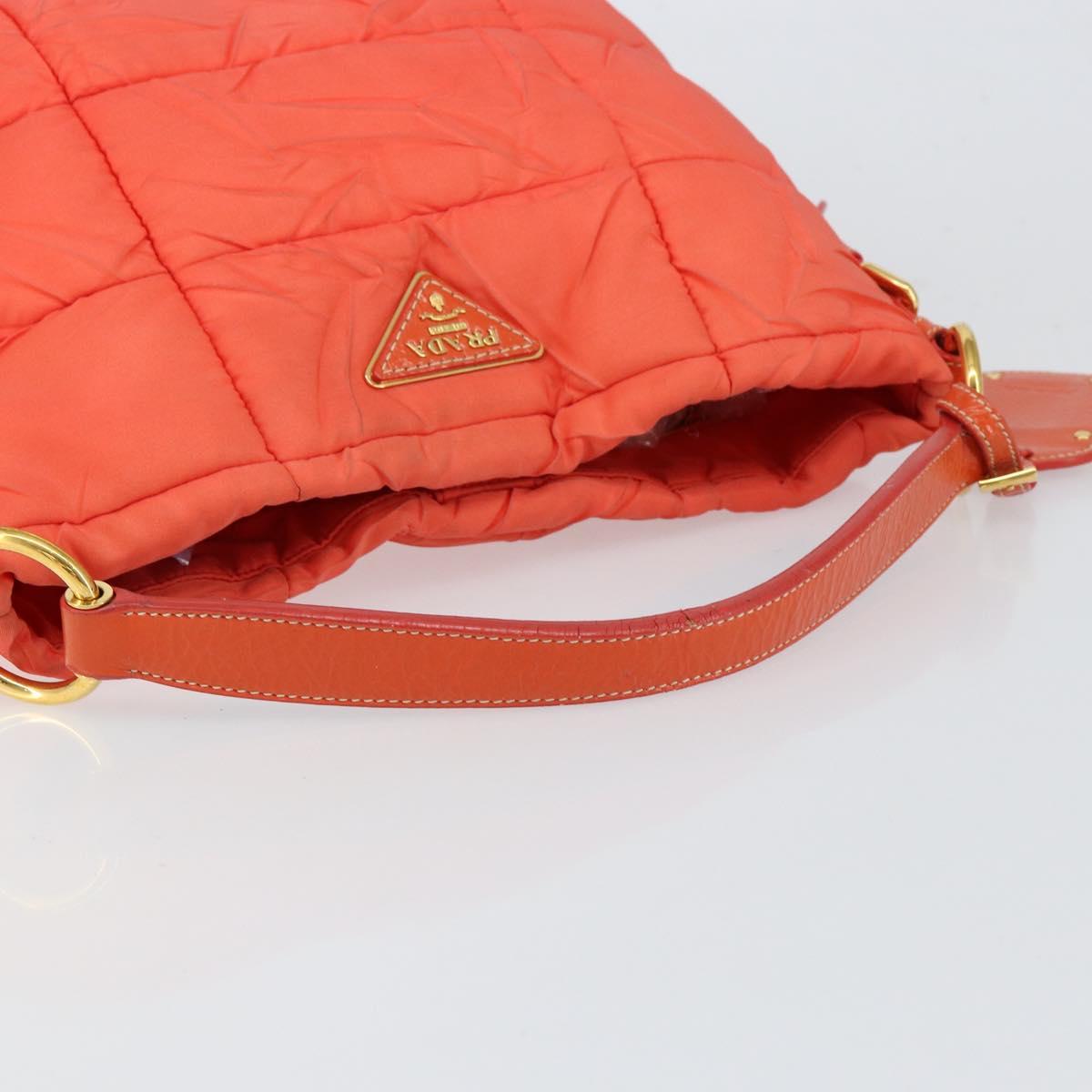 PRADA Shoulder Bag Nylon Orange Gold Auth yk19518