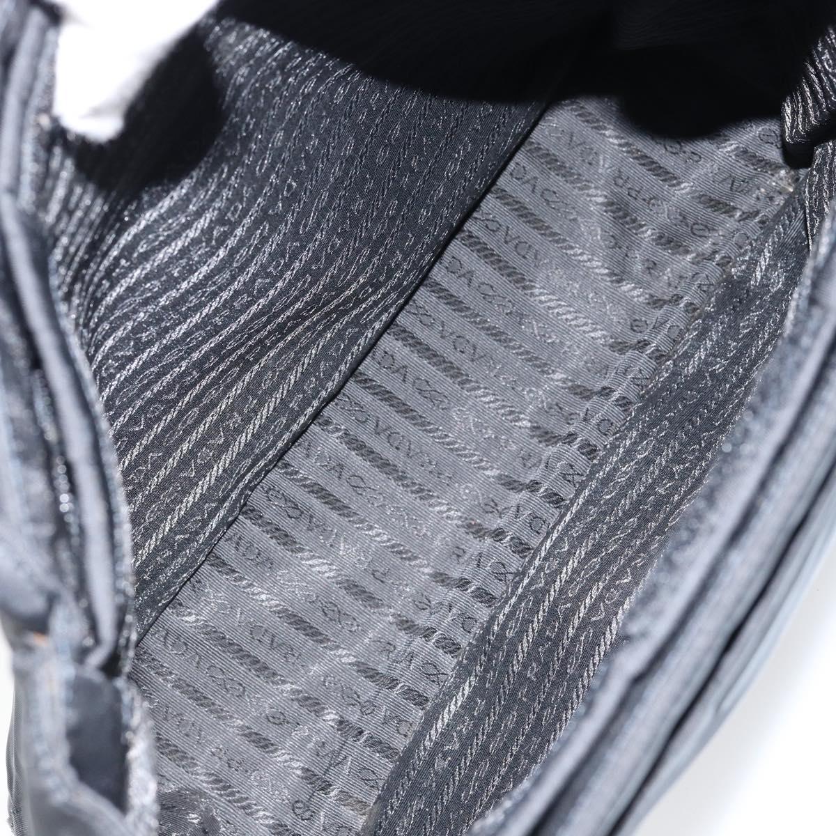 PRADA Shoulder Bag Nylon Black Silver Auth yk19522