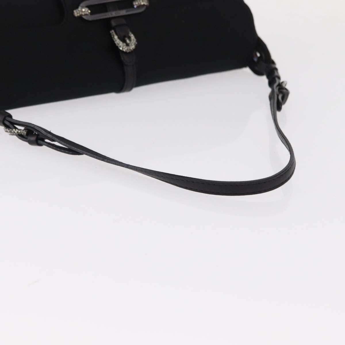 Jimmy Choo Turita Chain Shoulder Bag Satin Black Silver Auth yk19524