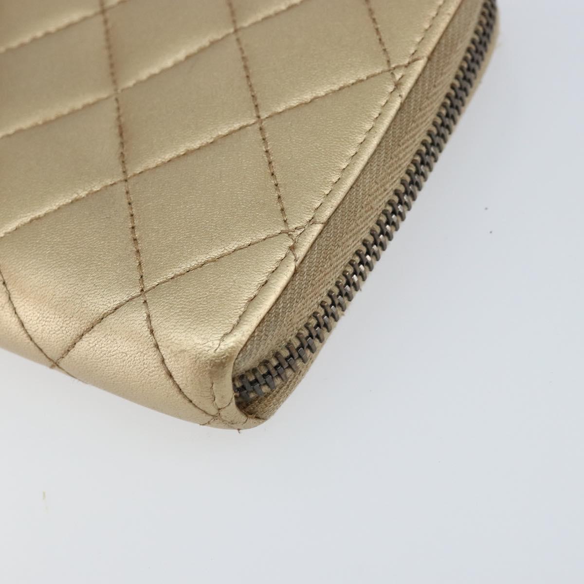 CHANEL 2.55 Matelasse Long Wallet Lamb Skin Gold CC Auth yk19525