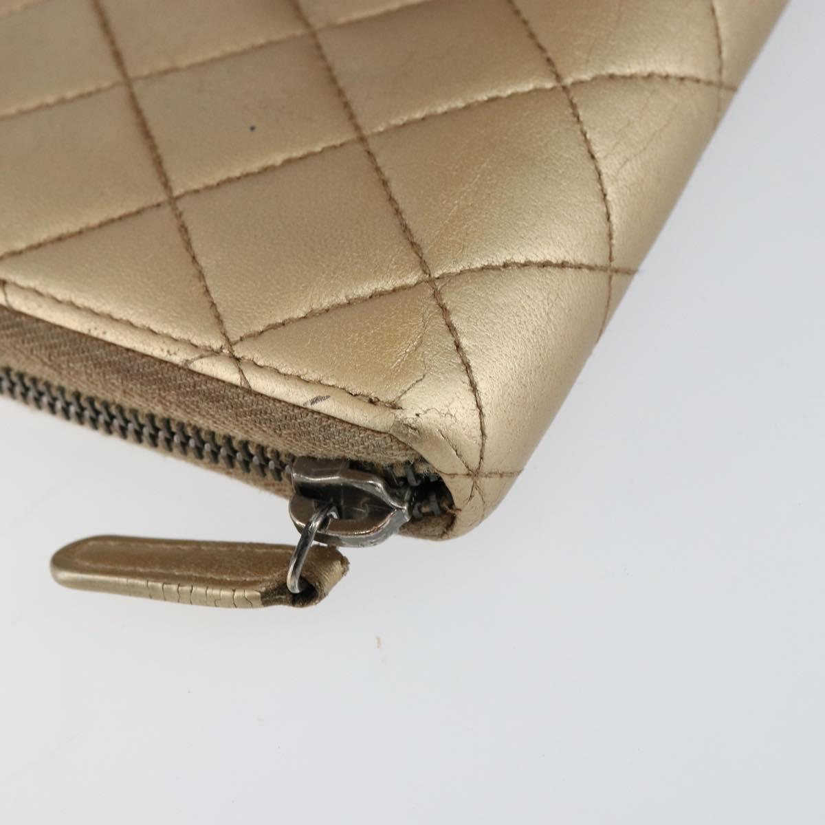 CHANEL 2.55 Matelasse Long Wallet Lamb Skin Gold CC Auth yk19525