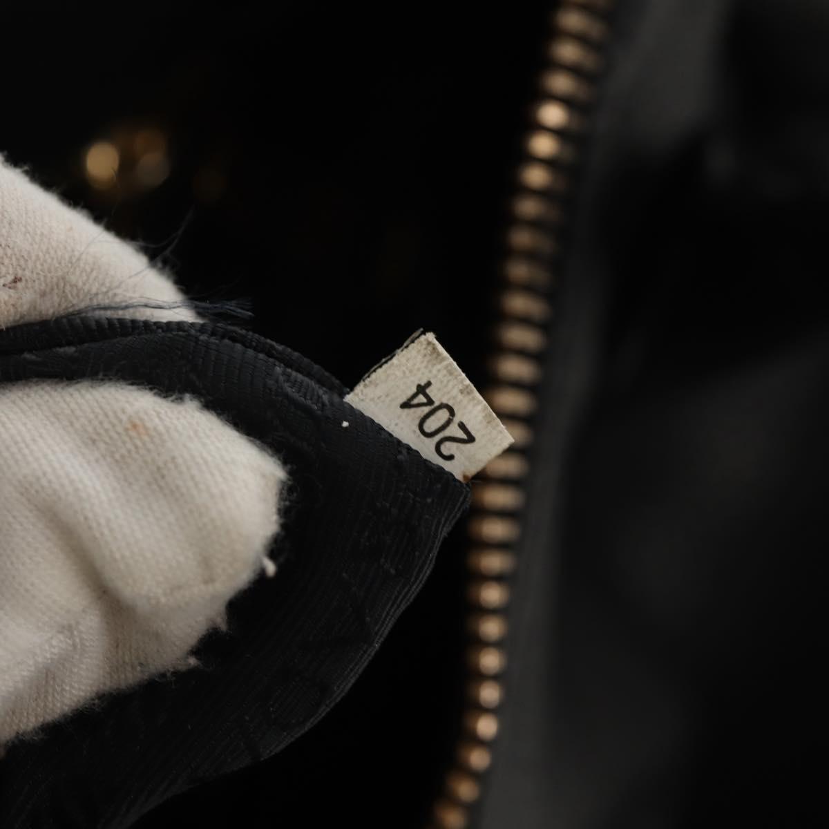 PRADA Hand Bag Leather 2way Black Gold Auth yk19532V