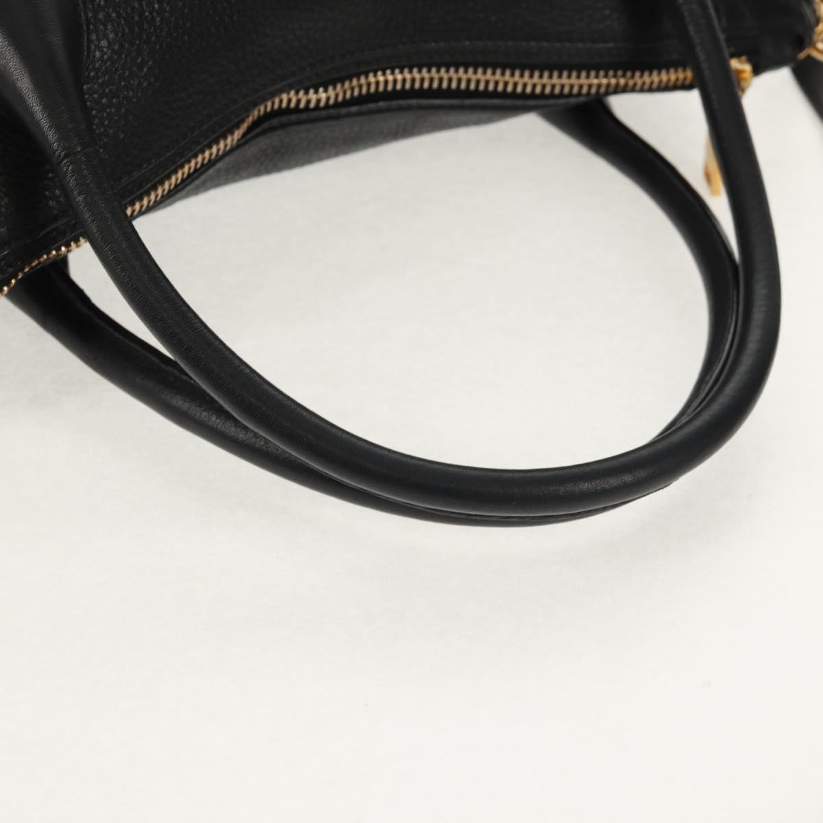 PRADA Hand Bag Leather 2way Black Gold Auth yk19532V