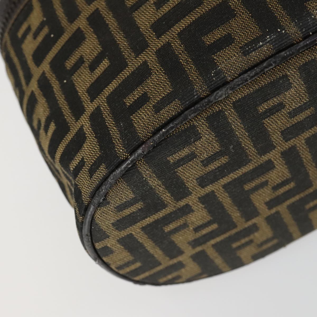 FENDI Zucca Canvas Vanity Pouch Black Brown Auth yk19543