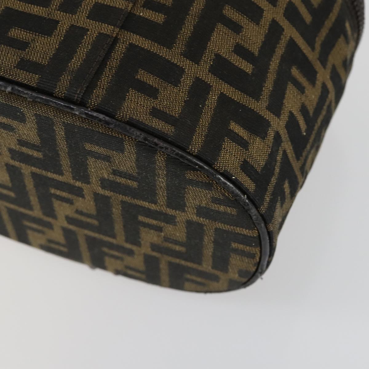 FENDI Zucca Canvas Vanity Pouch Black Brown Auth yk19543