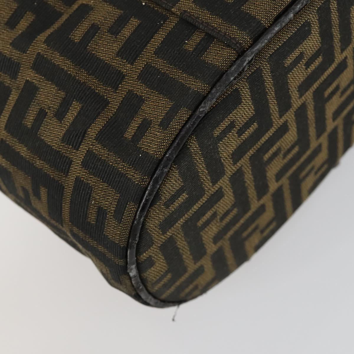 FENDI Zucca Canvas Vanity Pouch Black Brown Auth yk19543