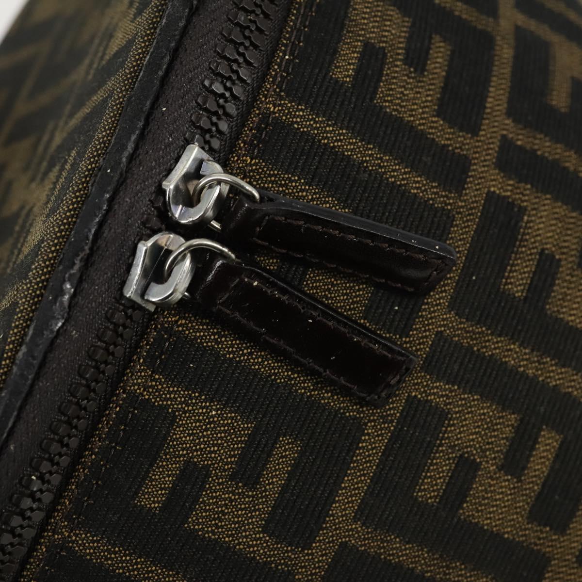 FENDI Zucca Canvas Vanity Pouch Black Brown Auth yk19543