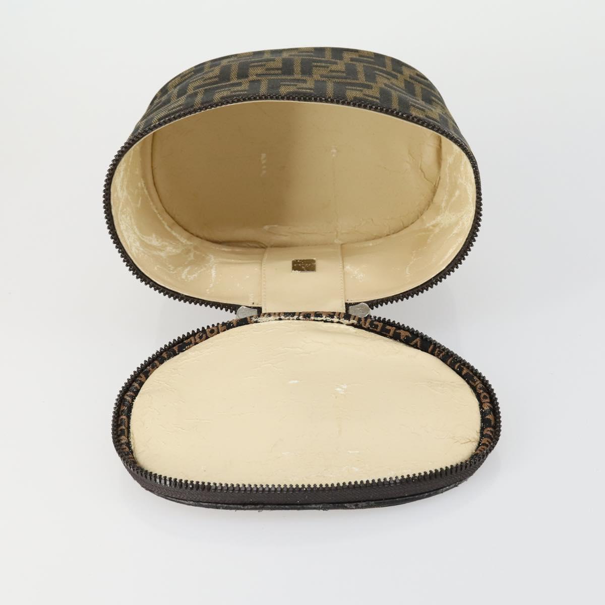 FENDI Zucca Canvas Vanity Pouch Black Brown Auth yk19543