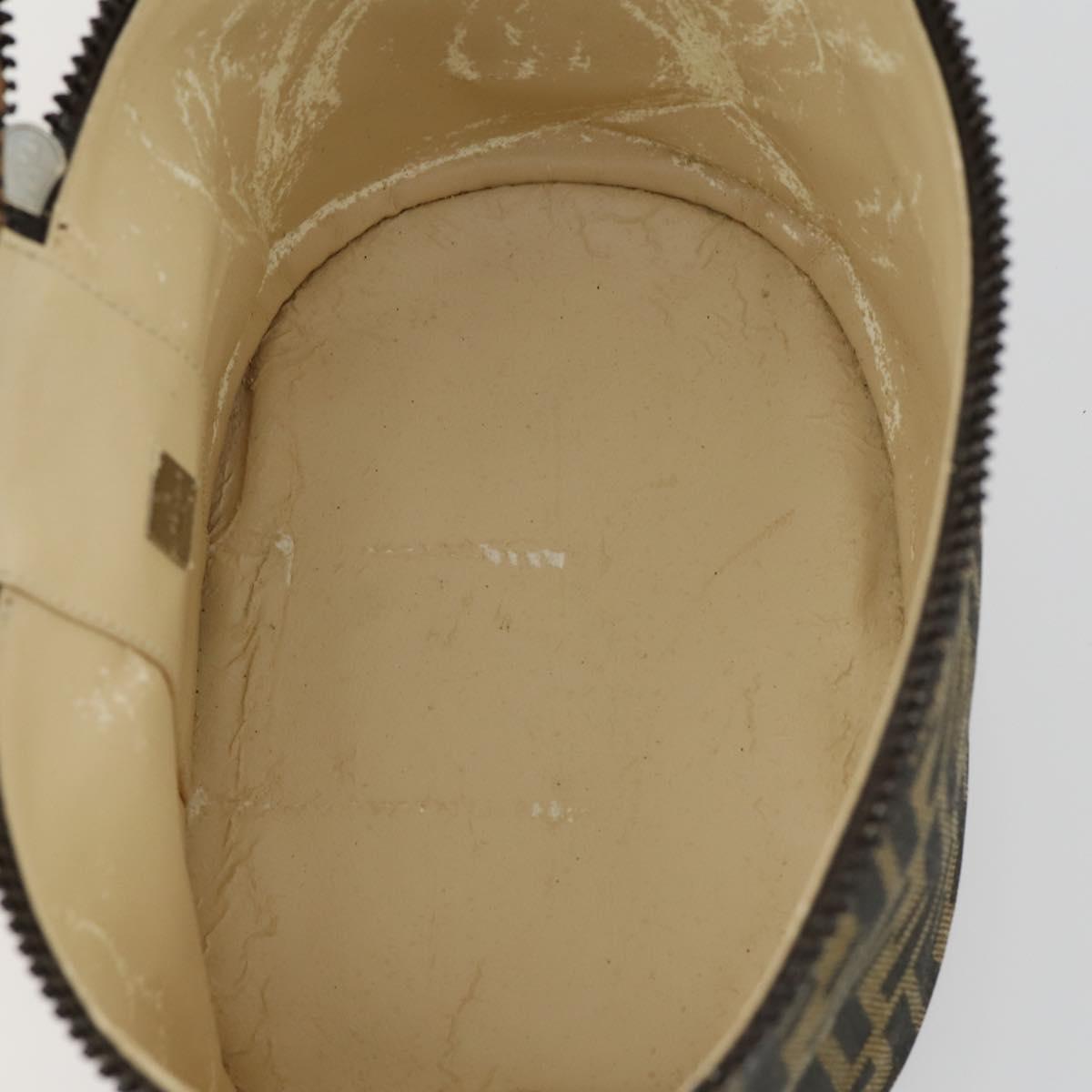 FENDI Zucca Canvas Vanity Pouch Black Brown Auth yk19543