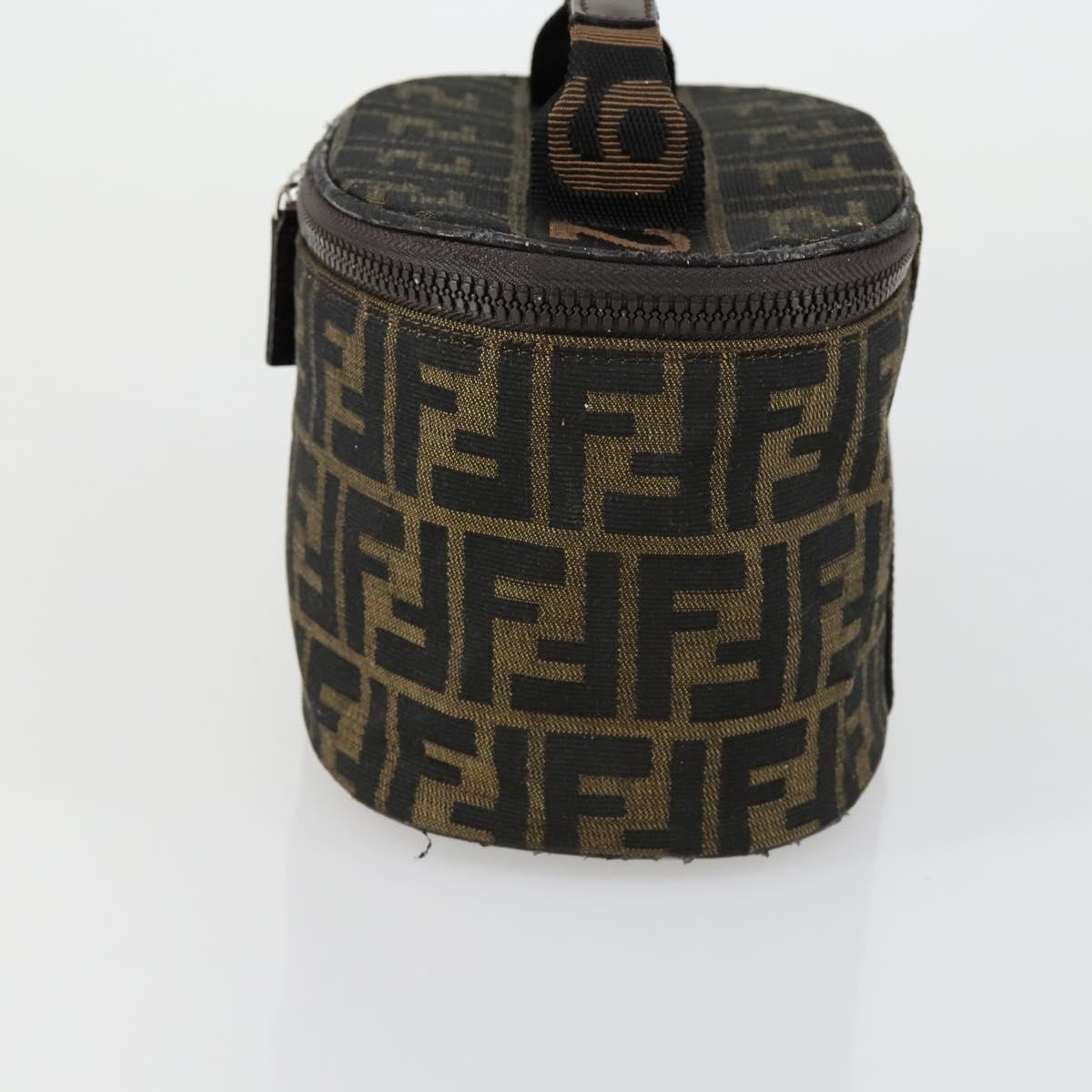 FENDI Zucca Canvas Vanity Pouch Black Brown Auth yk19543
