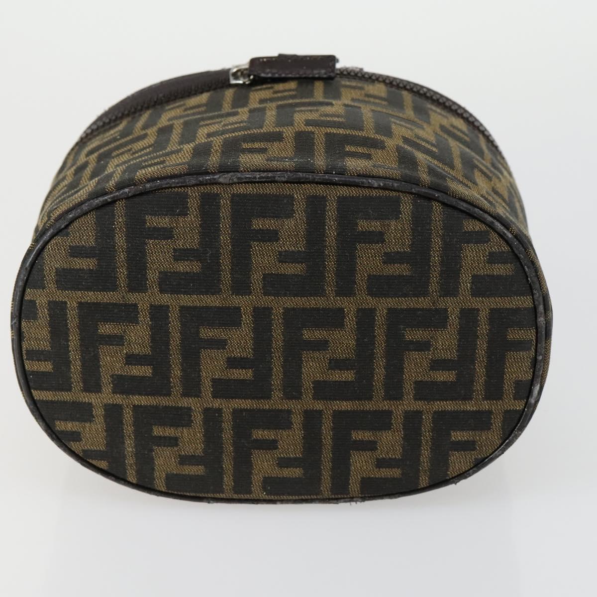 FENDI Zucca Canvas Vanity Pouch Black Brown Auth yk19543