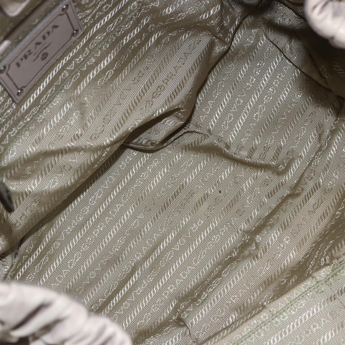 PRADA Gathered Hand Bag Leather 2way Beige Silver Auth yk19545