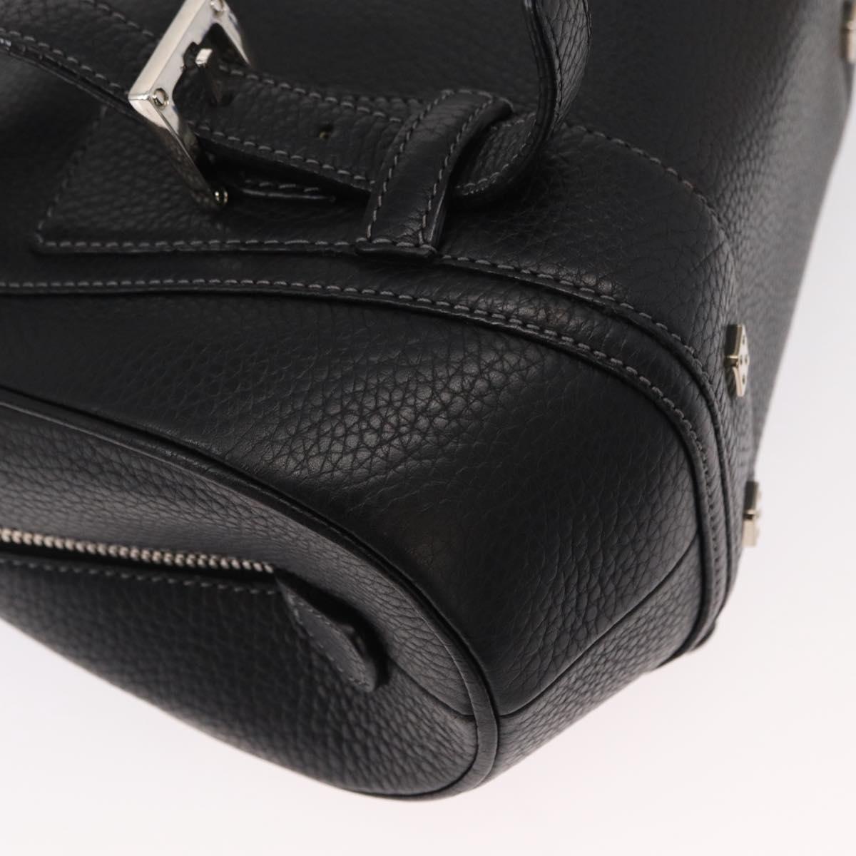 LOEWE Sender Hand Bag Leather Black Silver Auth yk19550