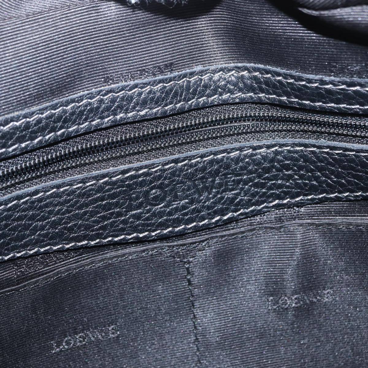 LOEWE Sender Hand Bag Leather Black Silver Auth yk19550