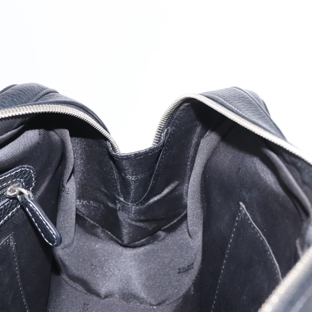 LOEWE Sender Hand Bag Leather Black Silver Auth yk19550