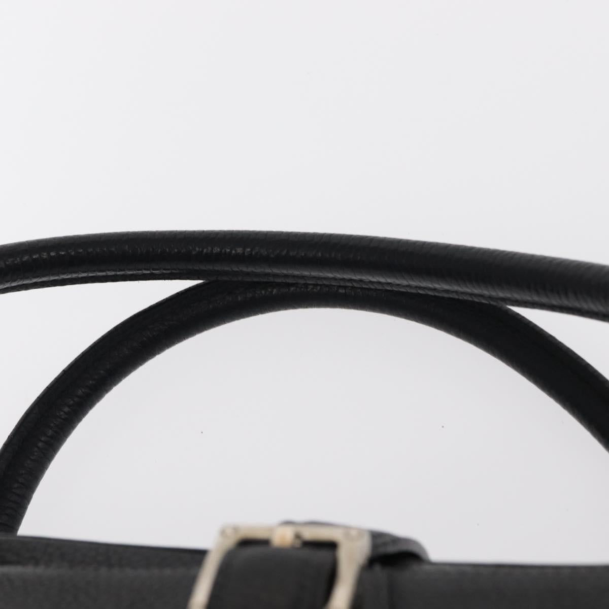 LOEWE Sender Hand Bag Leather Black Silver Auth yk19550