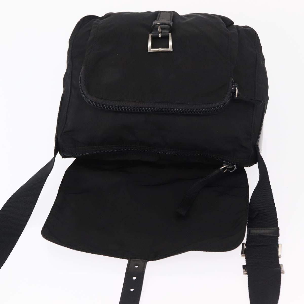 PRADA Shoulder Bag Nylon Black Silver Auth yk19551
