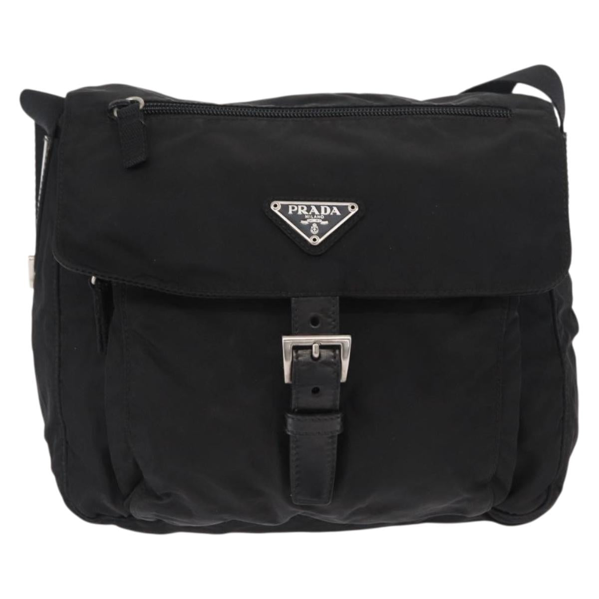 PRADA Shoulder Bag Nylon Black Silver Auth yk19551
