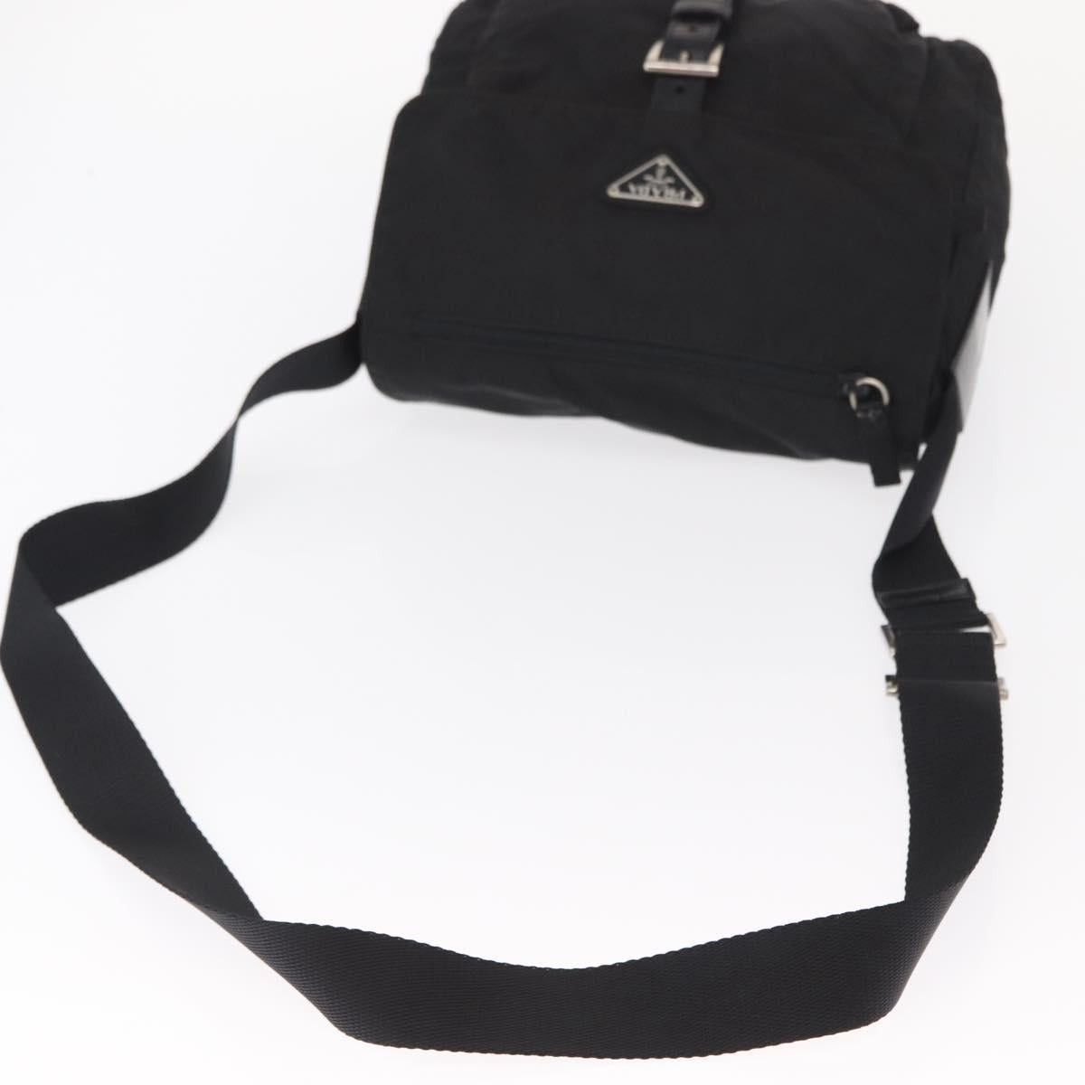 PRADA Shoulder Bag Nylon Black Silver Auth yk19551