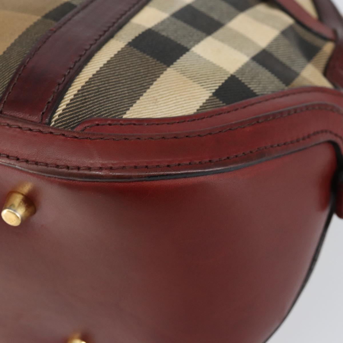 BURBERRY Nova Check Hand Bag Canvas Beige Gold Auth yk19552