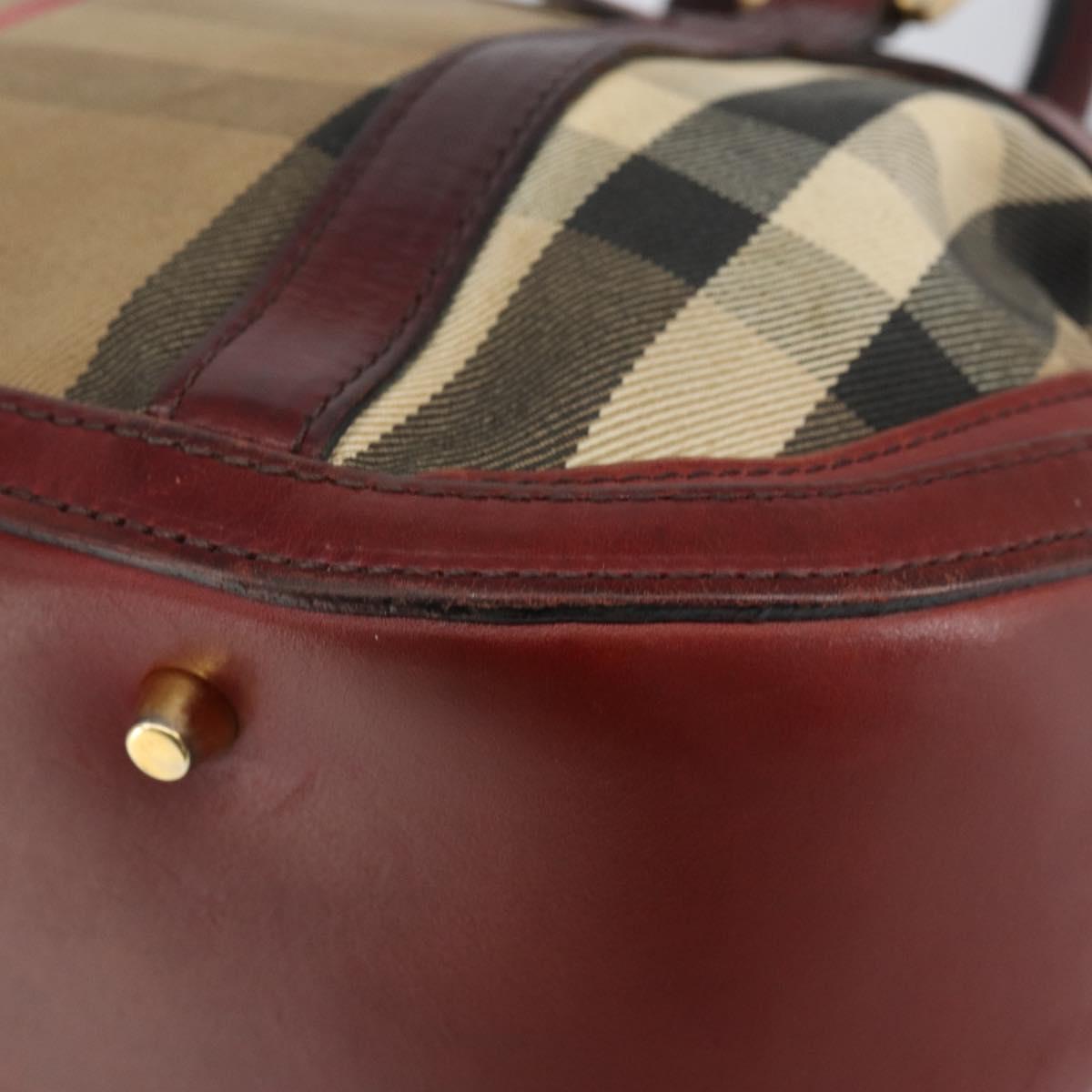 BURBERRY Nova Check Hand Bag Canvas Beige Gold Auth yk19552