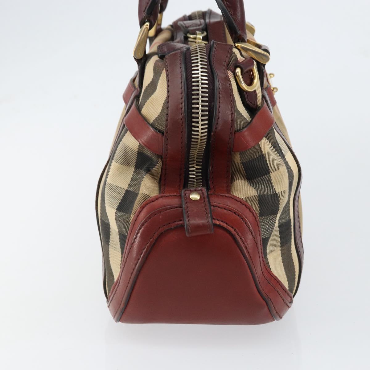 BURBERRY Nova Check Hand Bag Canvas Beige Gold Auth yk19552