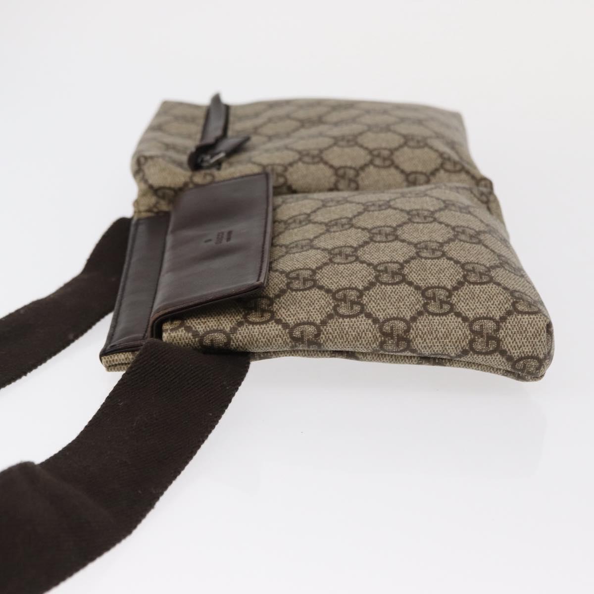 GUCCI GG Supreme Waist bag PVC Beige Silver 28566 Auth yk19553