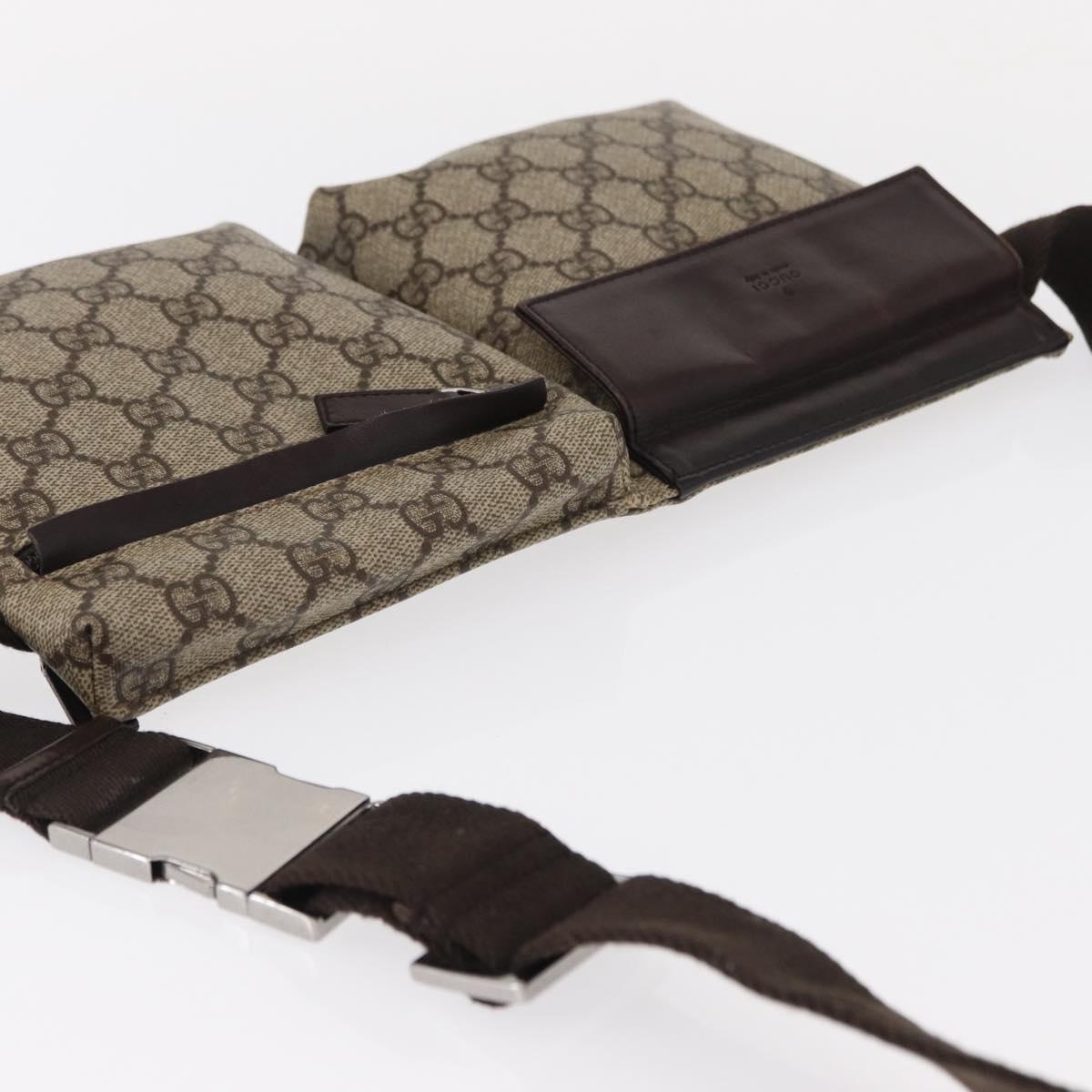 GUCCI GG Supreme Waist bag PVC Beige Silver 28566 Auth yk19553