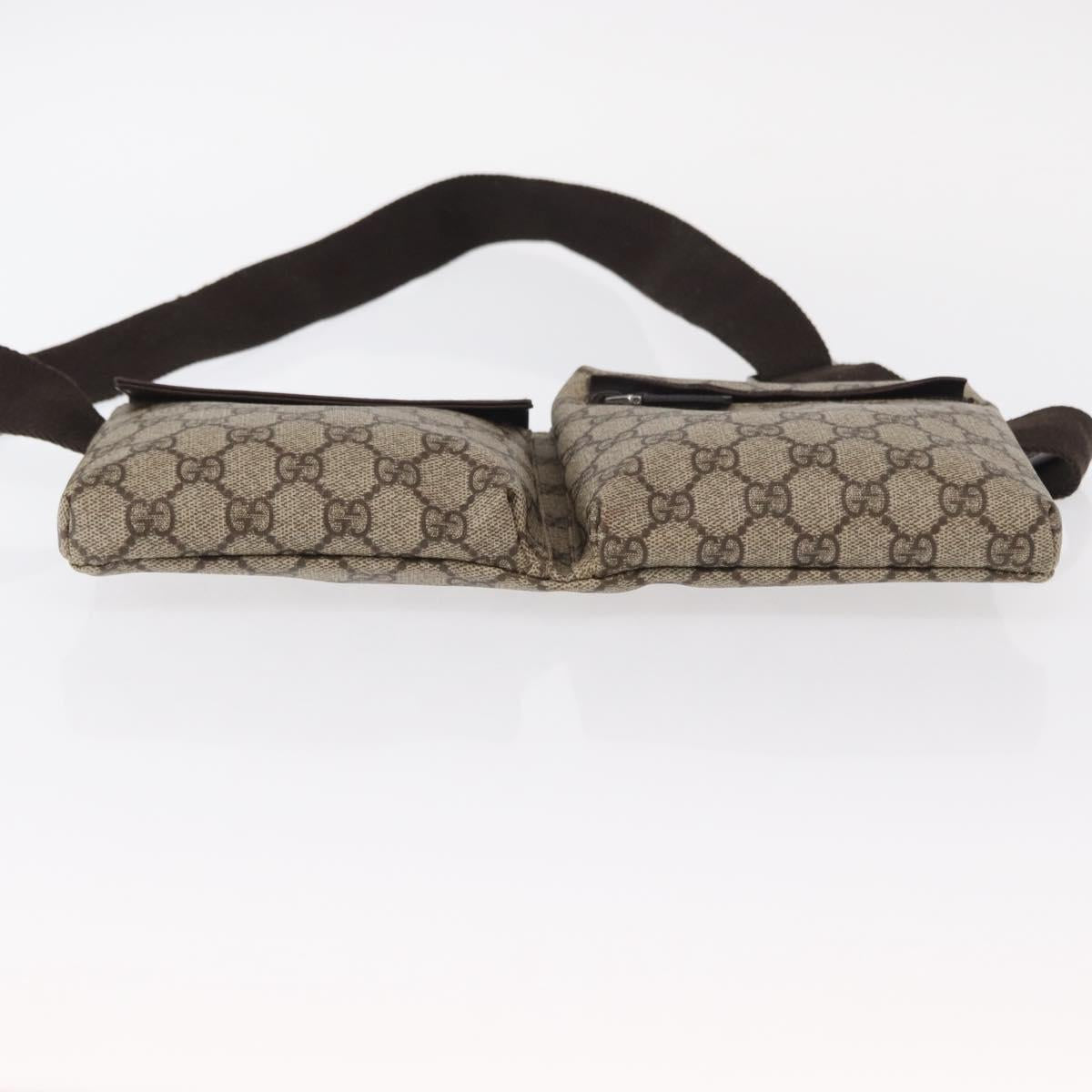 GUCCI GG Supreme Waist bag PVC Beige Silver 28566 Auth yk19553