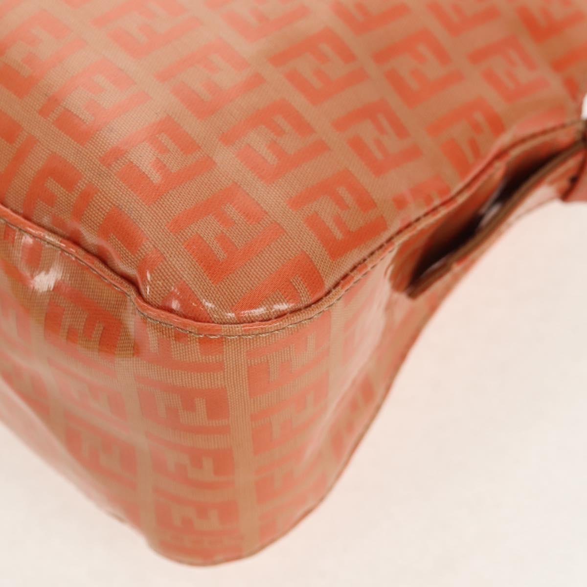 FENDI Zucchino Canvas Mamma Baguette Shoulder Bag Orange Gold Auth yk19564V