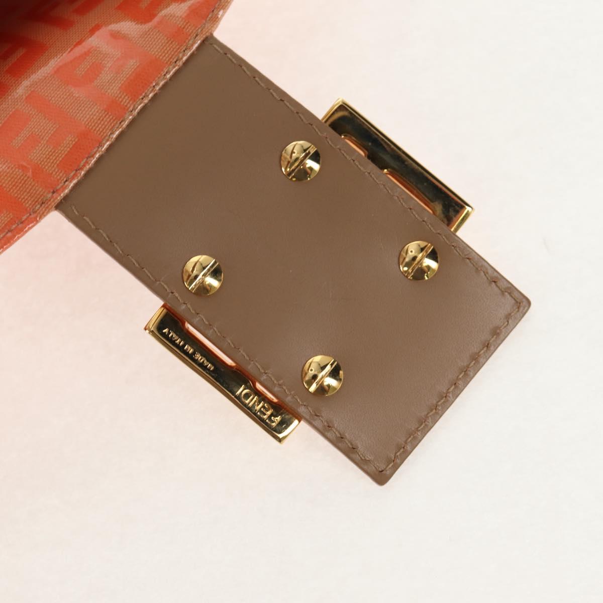 FENDI Zucchino Canvas Mamma Baguette Shoulder Bag Orange Gold Auth yk19564V