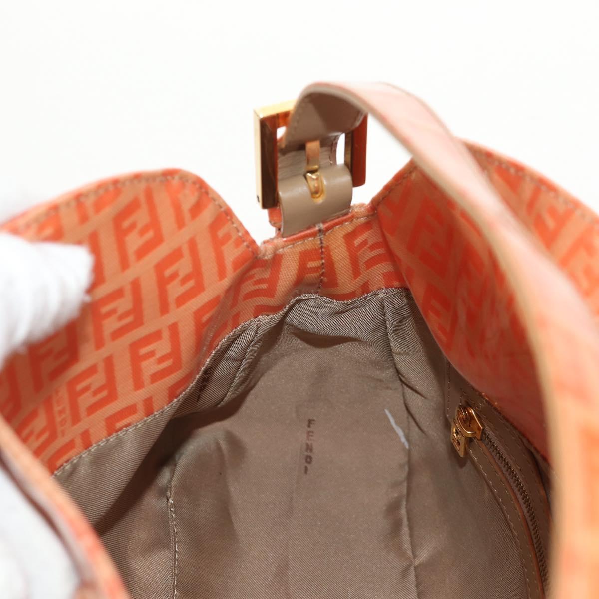 FENDI Zucchino Canvas Mamma Baguette Shoulder Bag Orange Gold Auth yk19564V